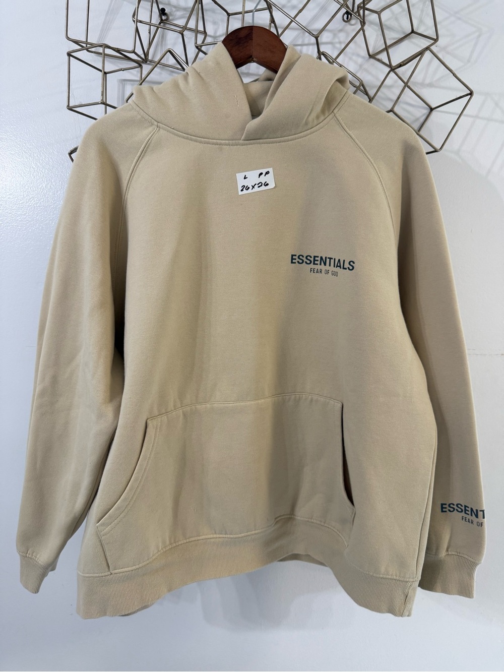Fear of God Essentials Men's Beige Hoodie with Front Logo